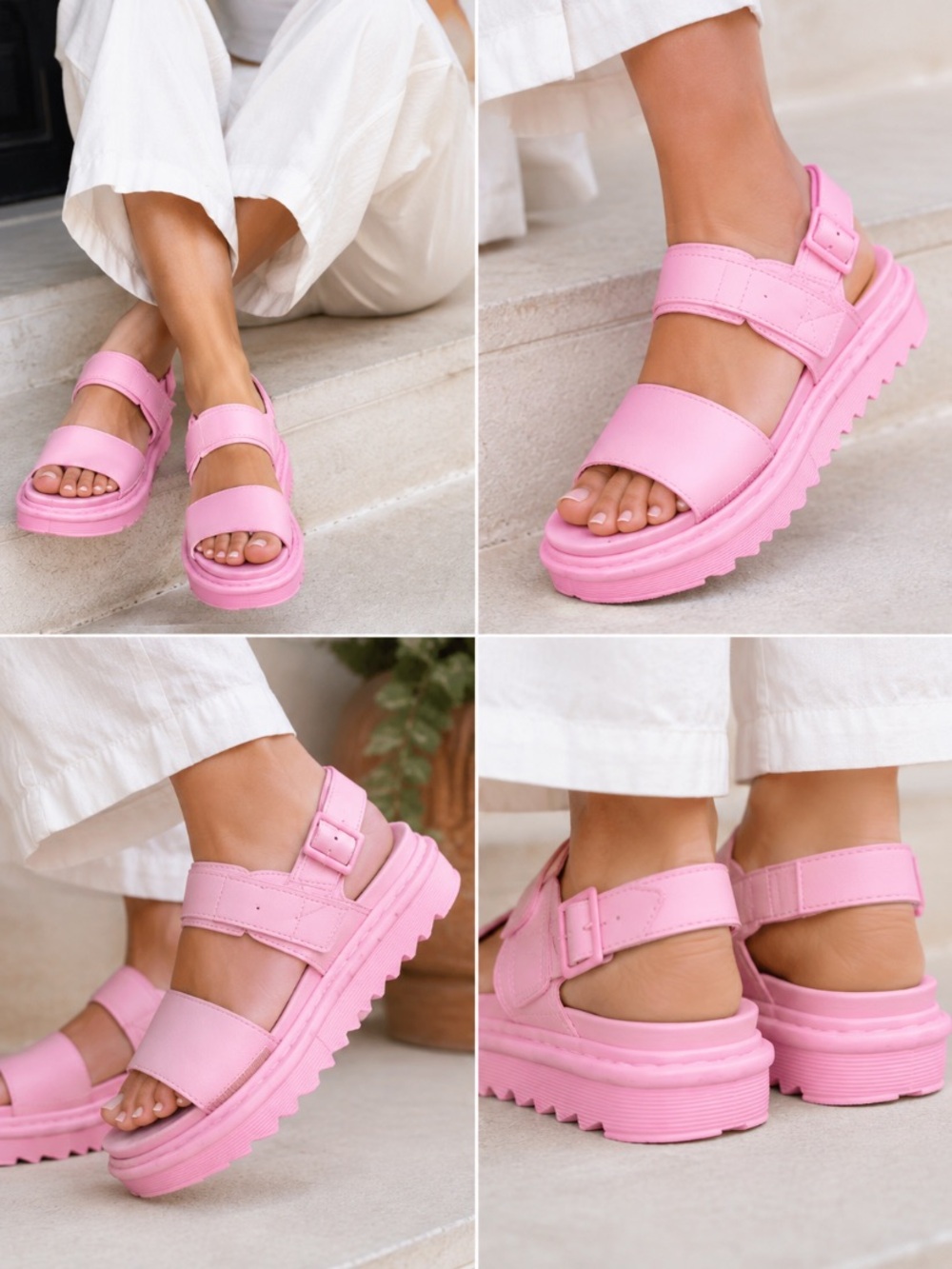 Dr. Martens -  bubble gum Pink Platform Sandals - Casual Strappy Comfort
